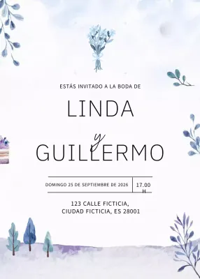 Elegante invitación de boda azul