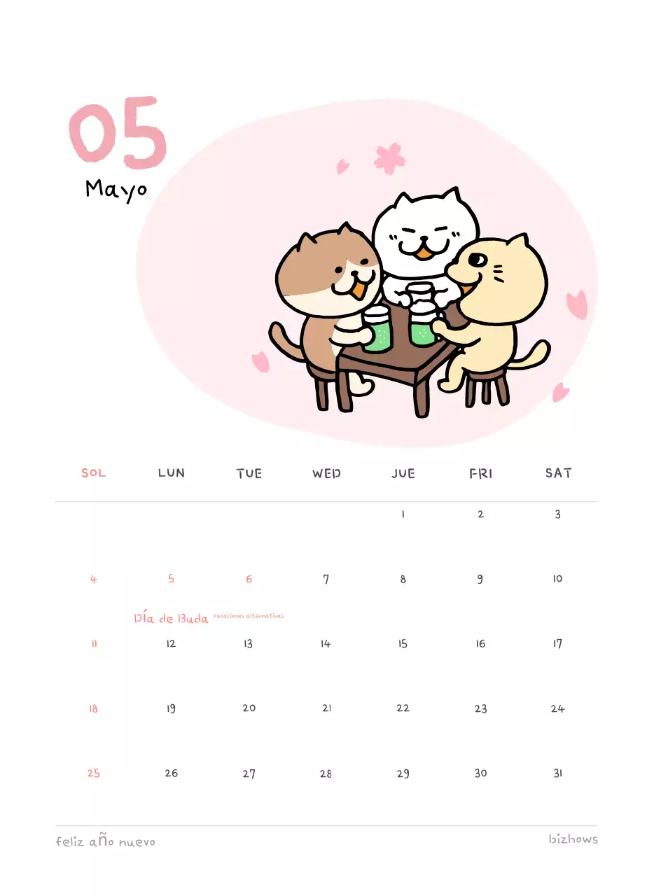 Calendario diario en marfil