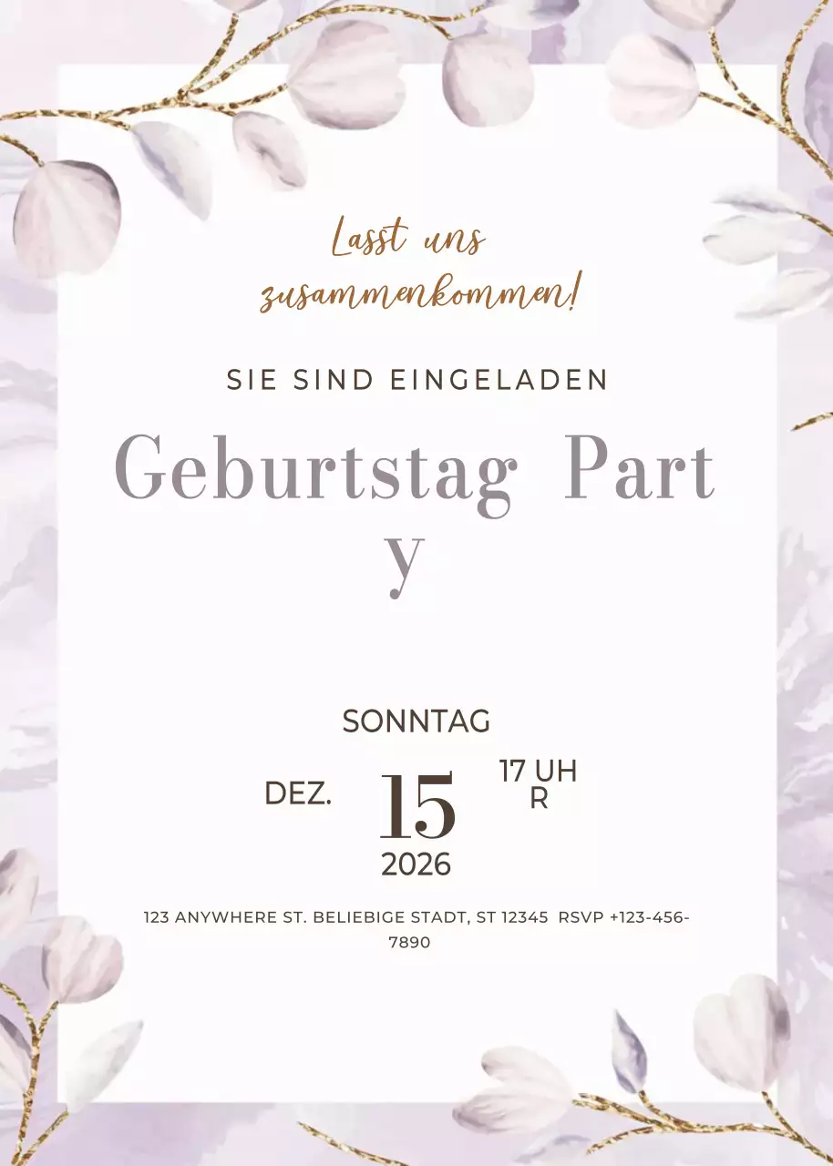 beige elegante Geburtstagseinladung