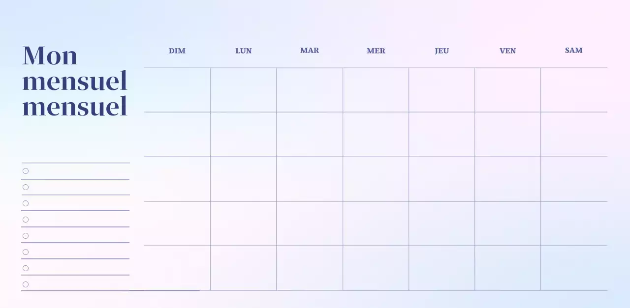 Calendrier minimaliste dégradé