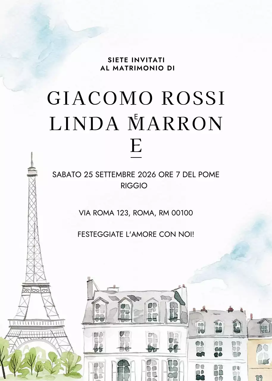 Invito di matrimonio elegante bianco