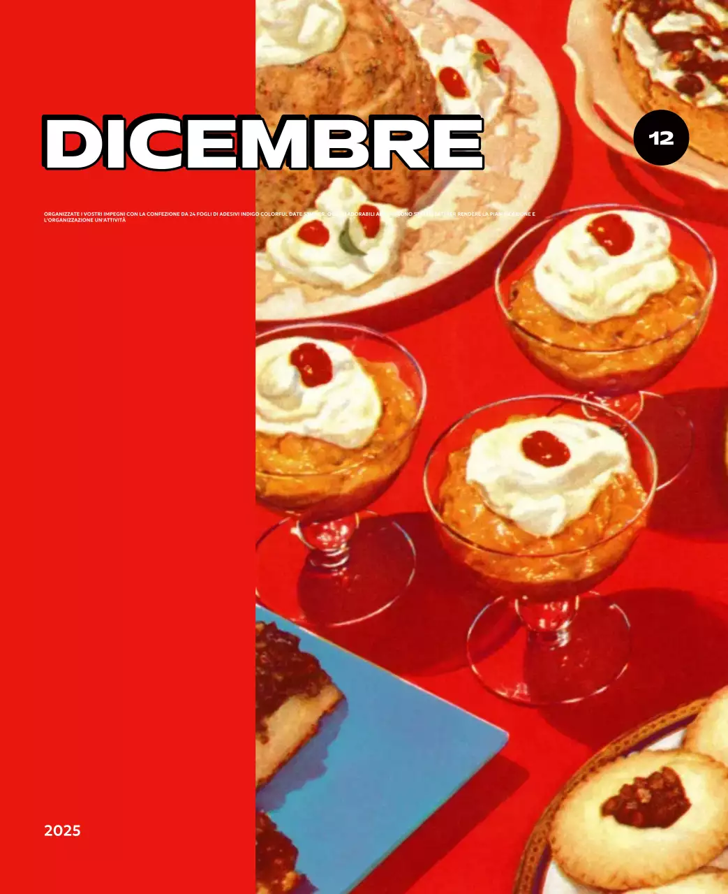 Calendari colorati con una varietà di illustrazioni retrò