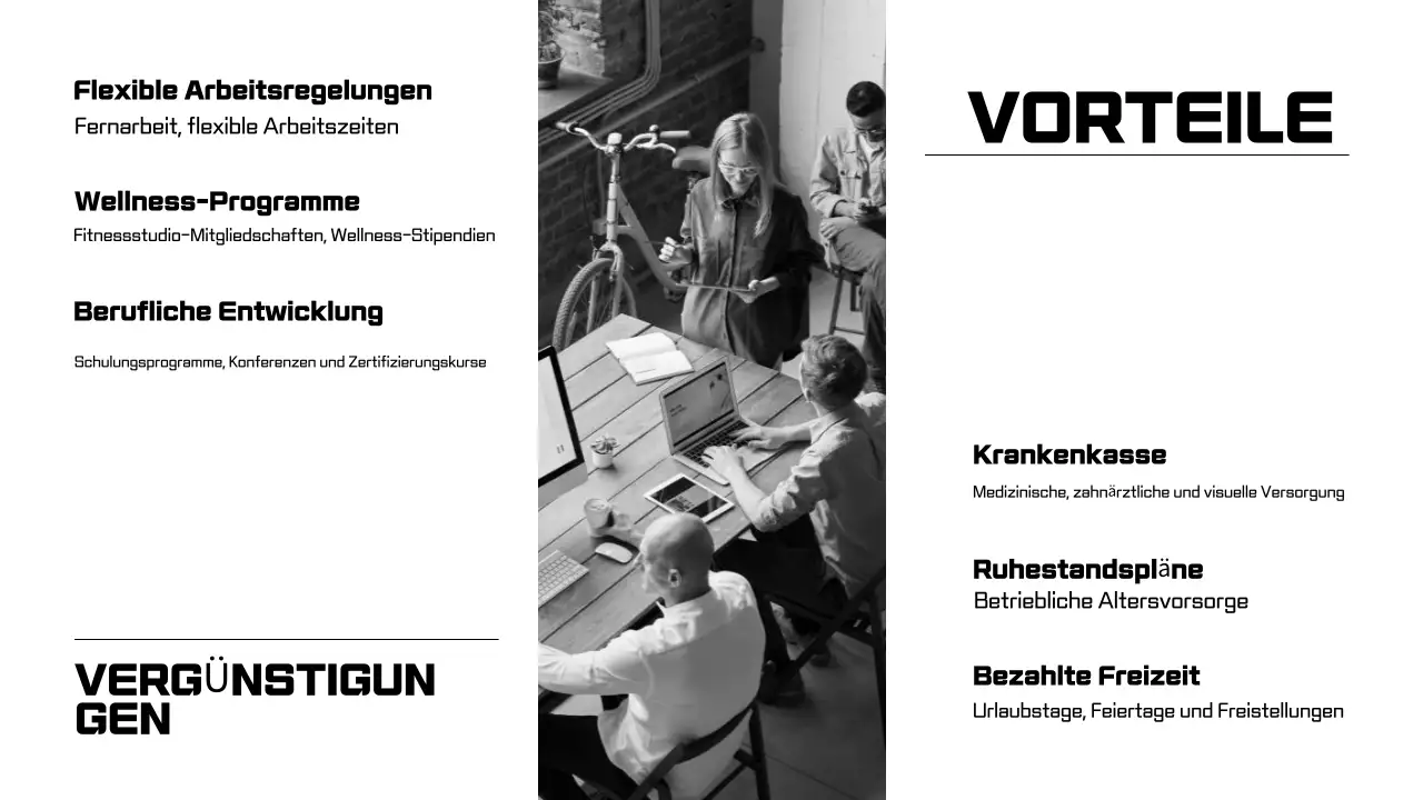 Schwarz-Weiß-Präsentationen zum Onboarding von Mitarbeitern