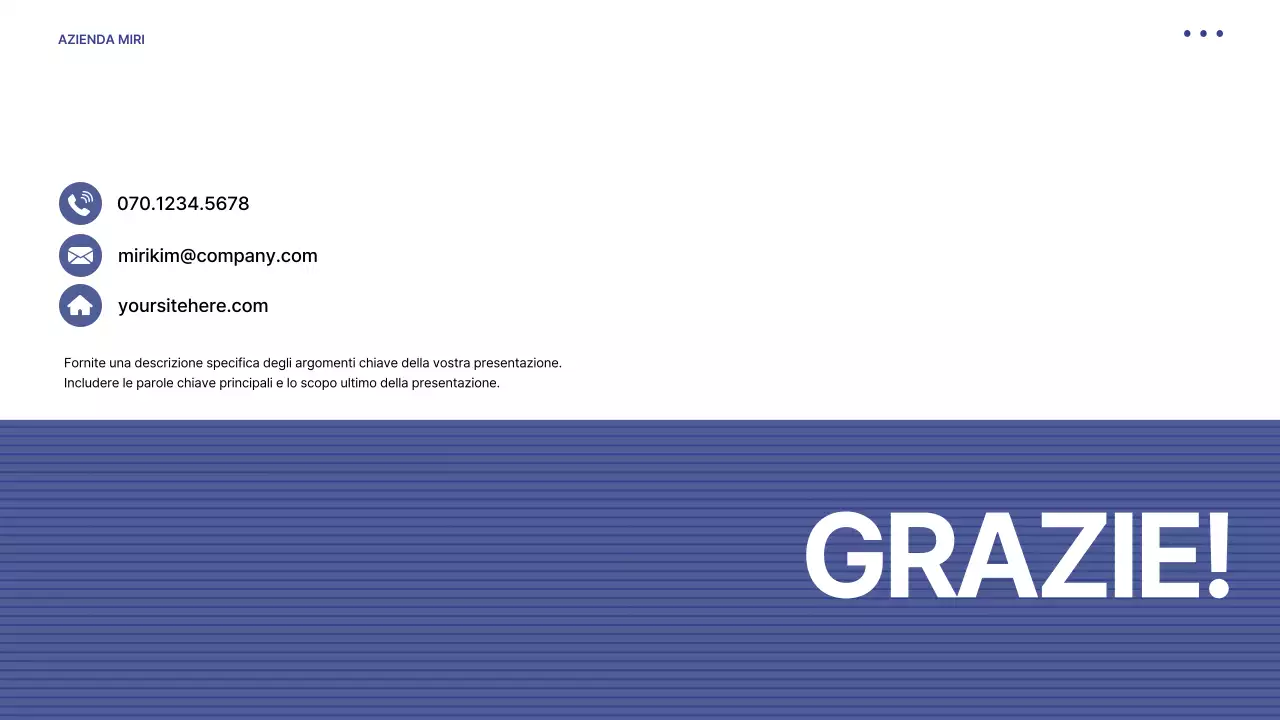 Proposta con un semplice sfondo a strisce blu