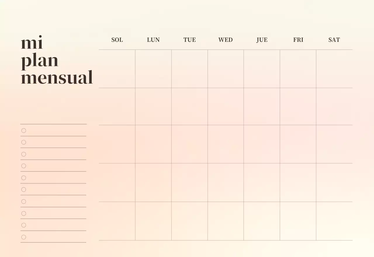 Calendario minimalista degradado