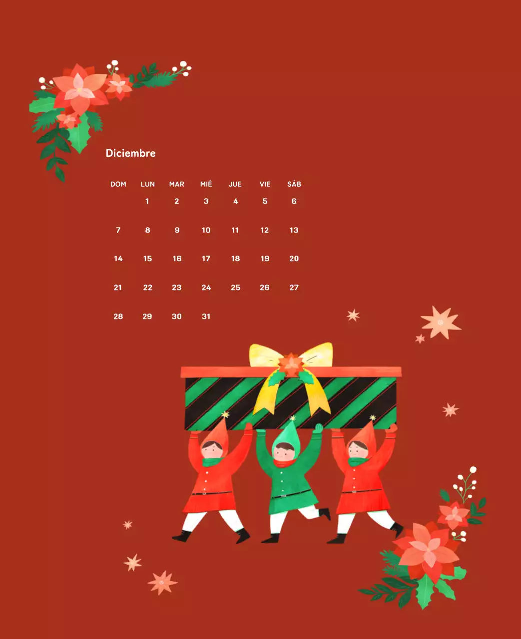 Calendario de Año Nuevo con cálidas ilustraciones