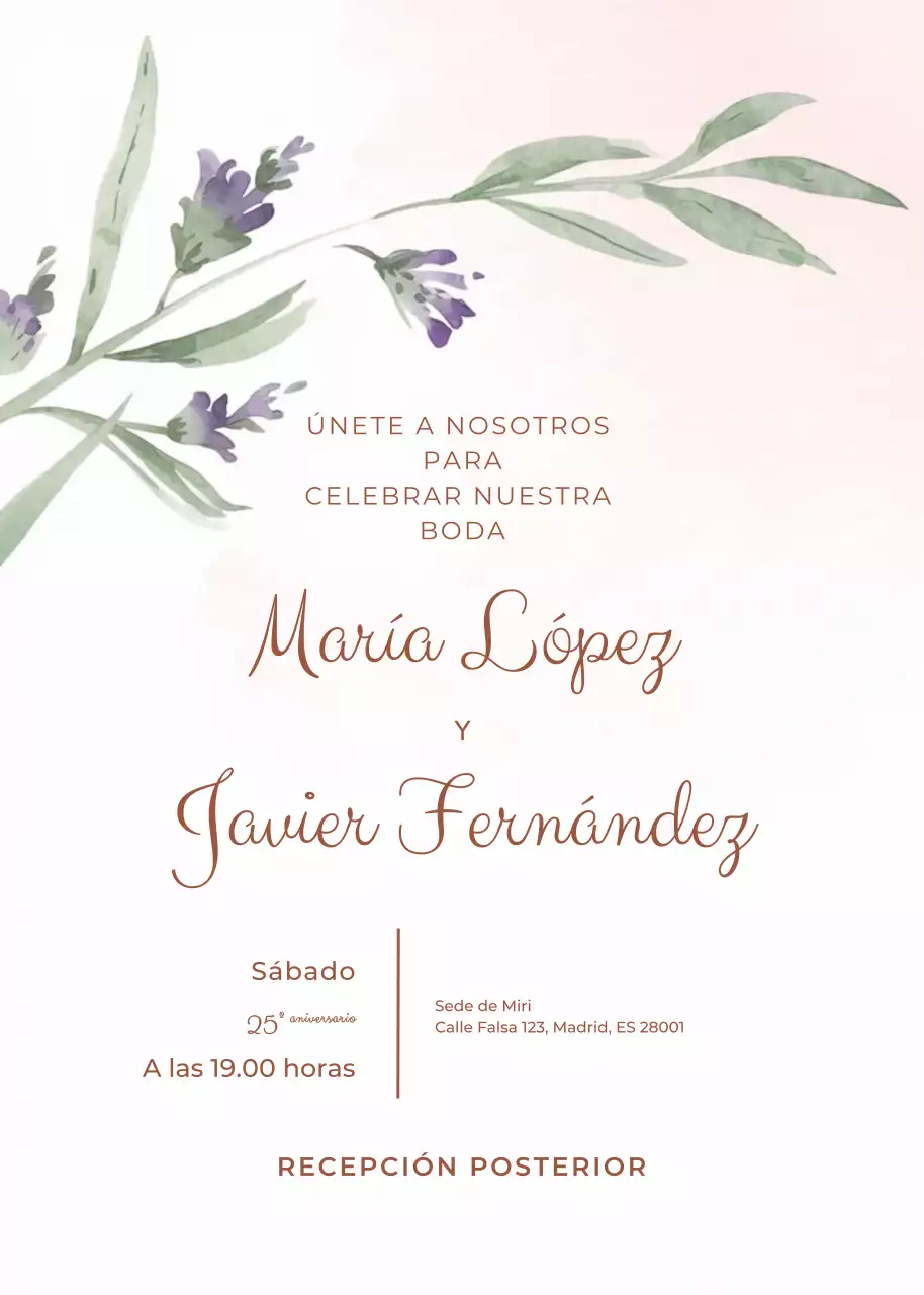 Invitación de boda elegante beige