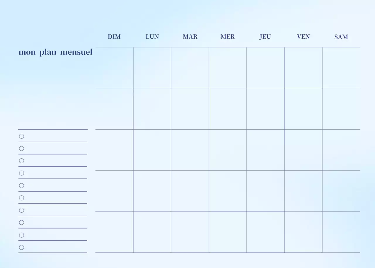 Calendrier minimaliste dégradé