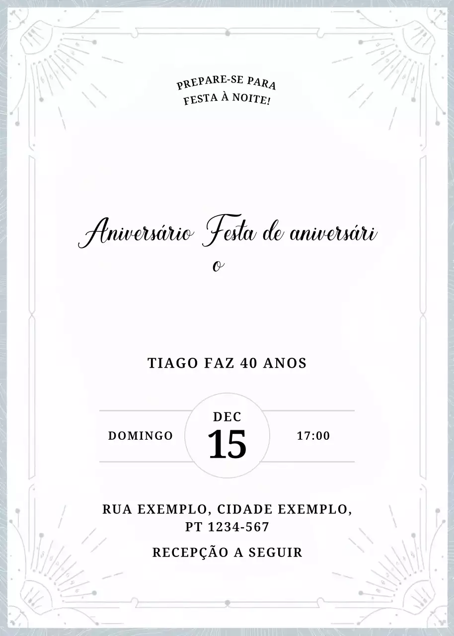 Convite de aniversário elegante branco