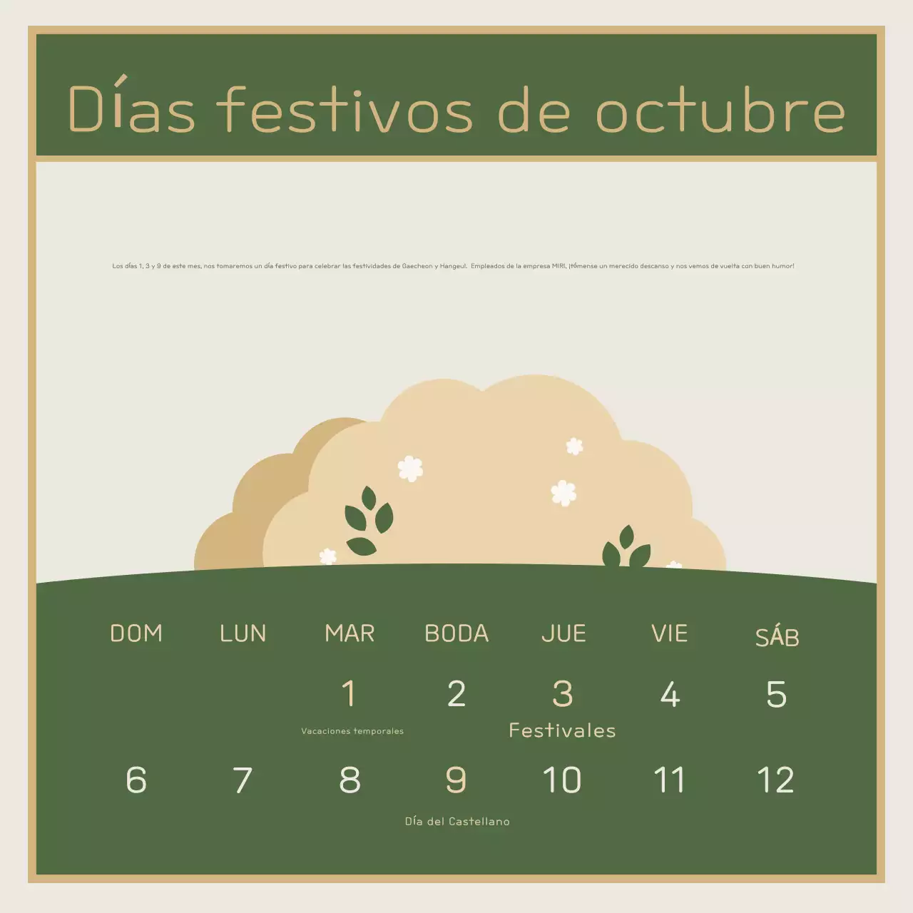 Aviso de vacaciones Khaki Tidy