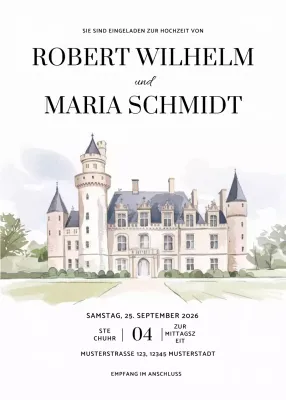 Weiß Elegante Hochzeitseinladung