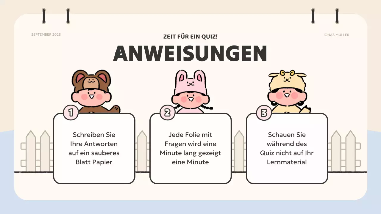 beige animation quiz material