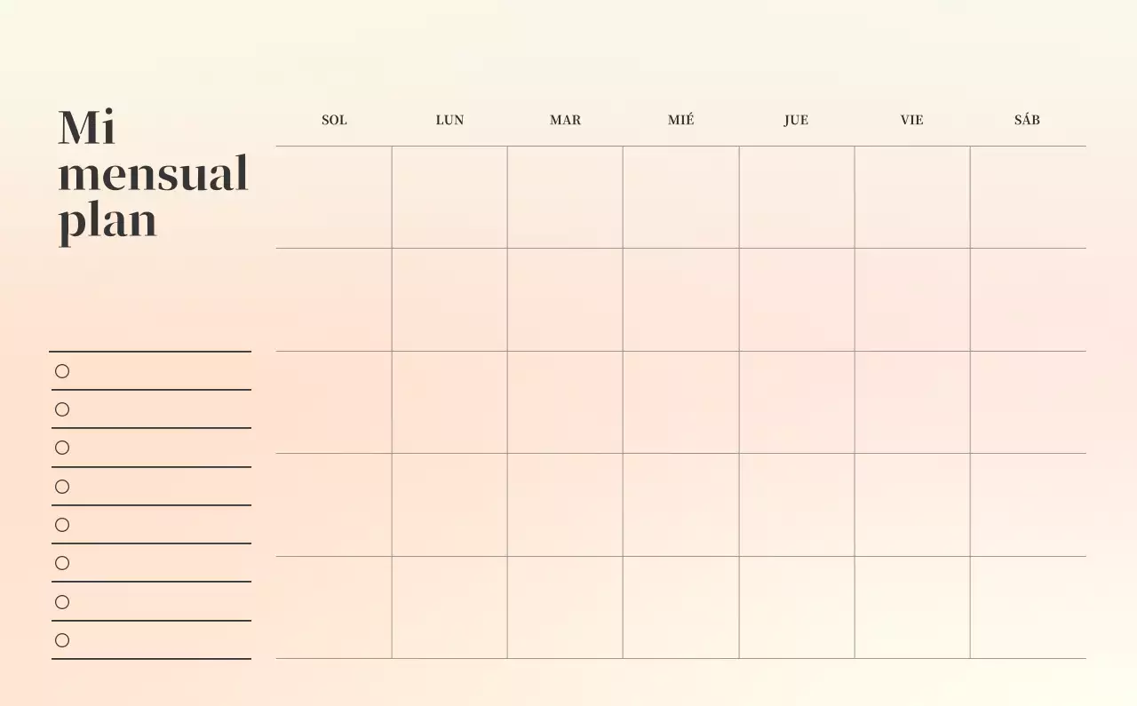 Calendario minimalista degradado