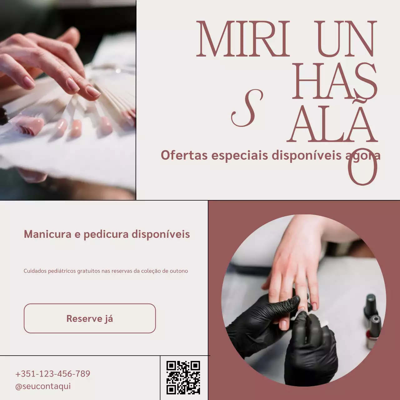 Promoção de salão de unhas minimalista bege e cor-de-rosa Postagem no Instagram