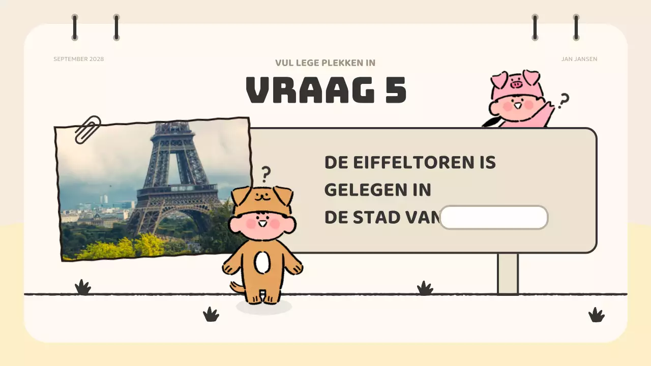 beige animatie quiz materiaal
