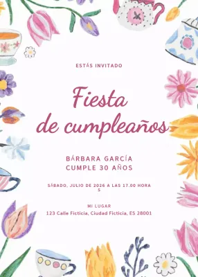 Invitación de cumpleaños floral y colorida