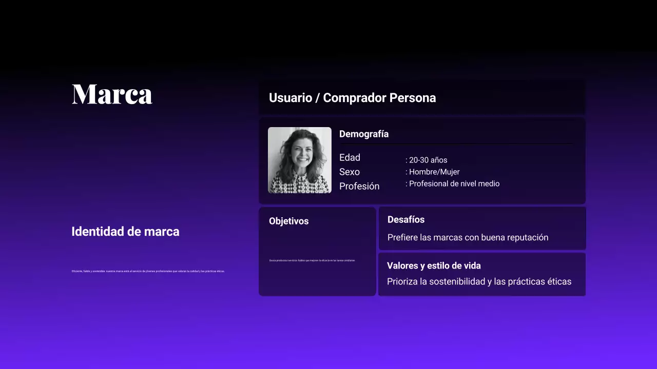 Presentación del plan de marketing en degradado negro y morado