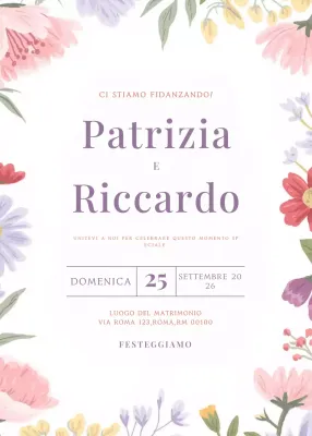 invito di fidanzamento floreale rosa