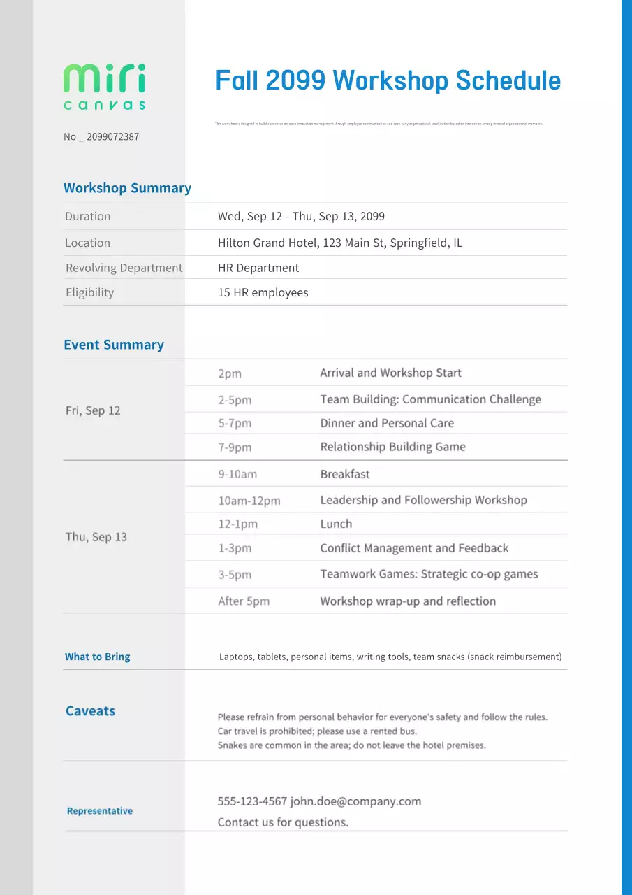 Lịch trình hội thảo Blue Modern