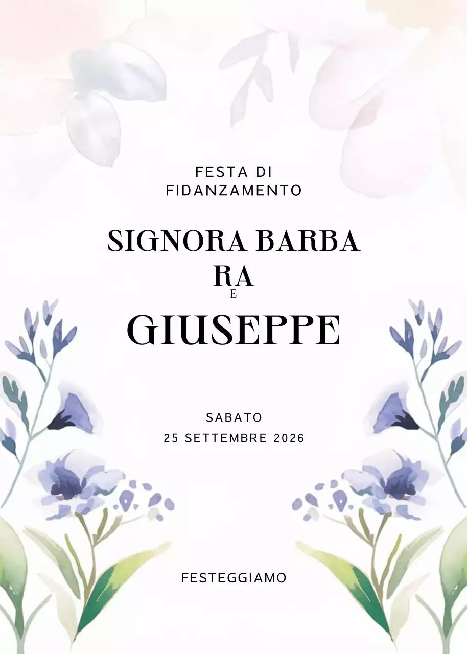 Invito di fidanzamento elegante bianco