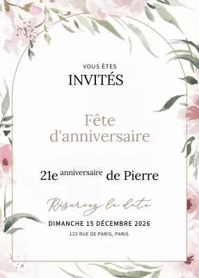 Invitation d'anniversaire élégante en rose