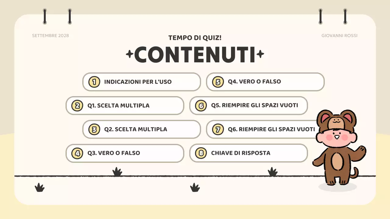 materiale per quiz di animazione beige