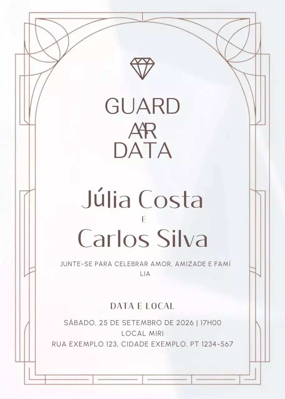 convite de casamento branco e elegante