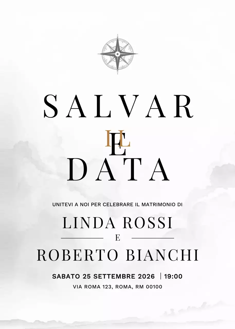 Invito di nozze minimalista bianco