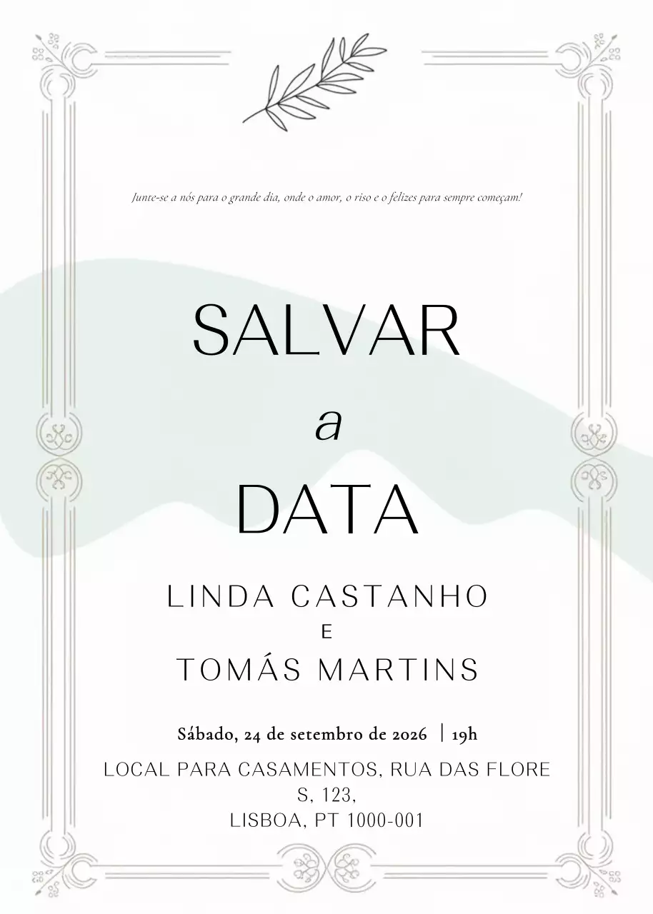 Convite de casamento branco e elegante