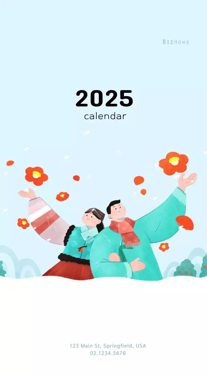 New Year's calendar with a warm, illustrated feel