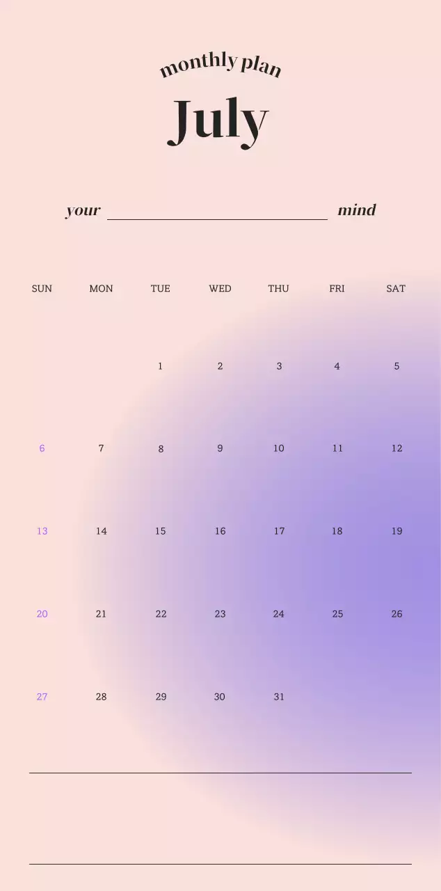 Gradient Minimalist Calendar