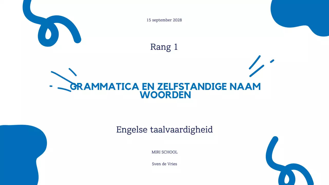 Blauw Geel Eenvoudige Grammaticagids Presentatie