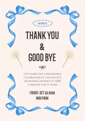 Blue Elegant Farewell Invitation Poster