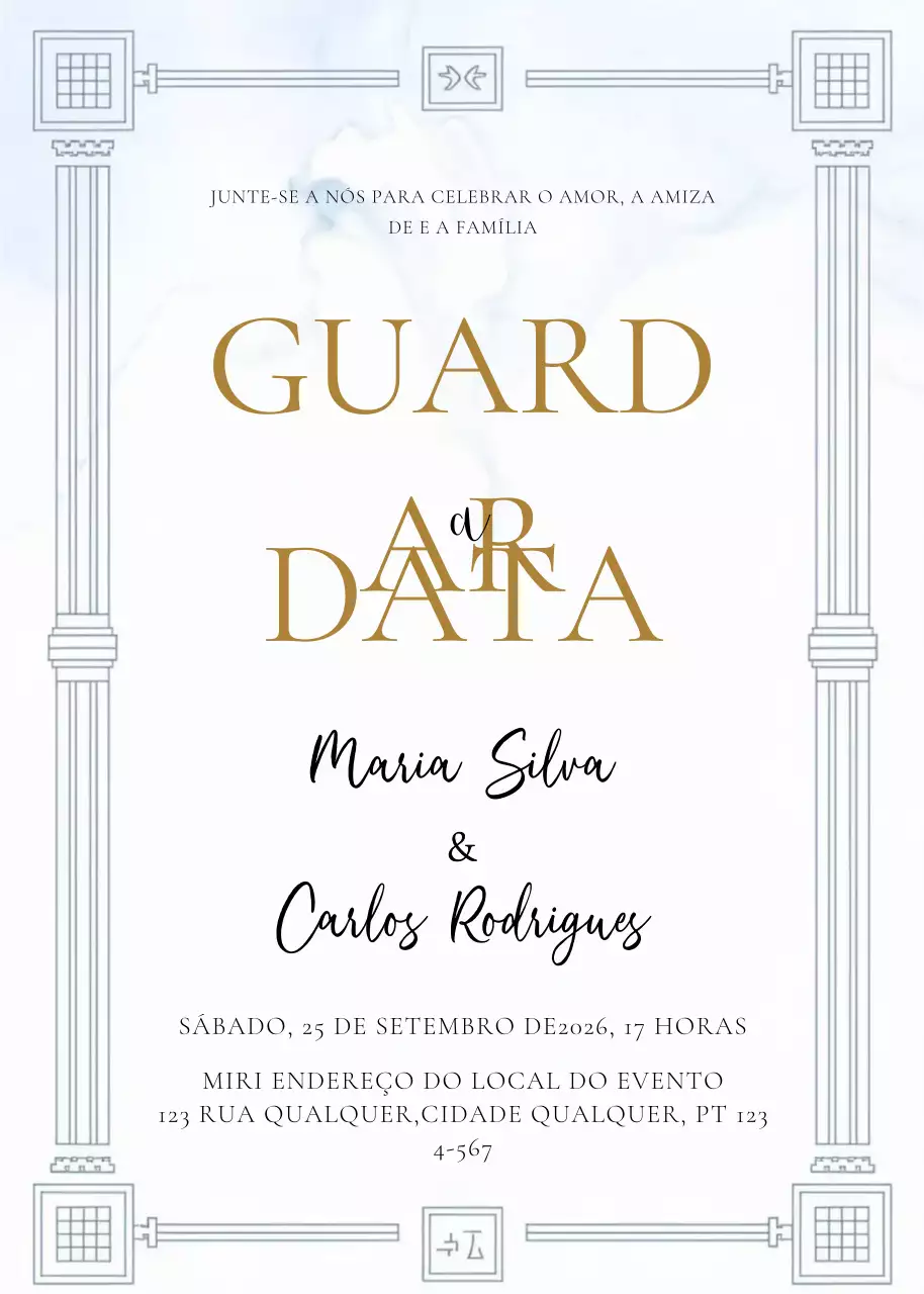 convite de casamento elegante dourado