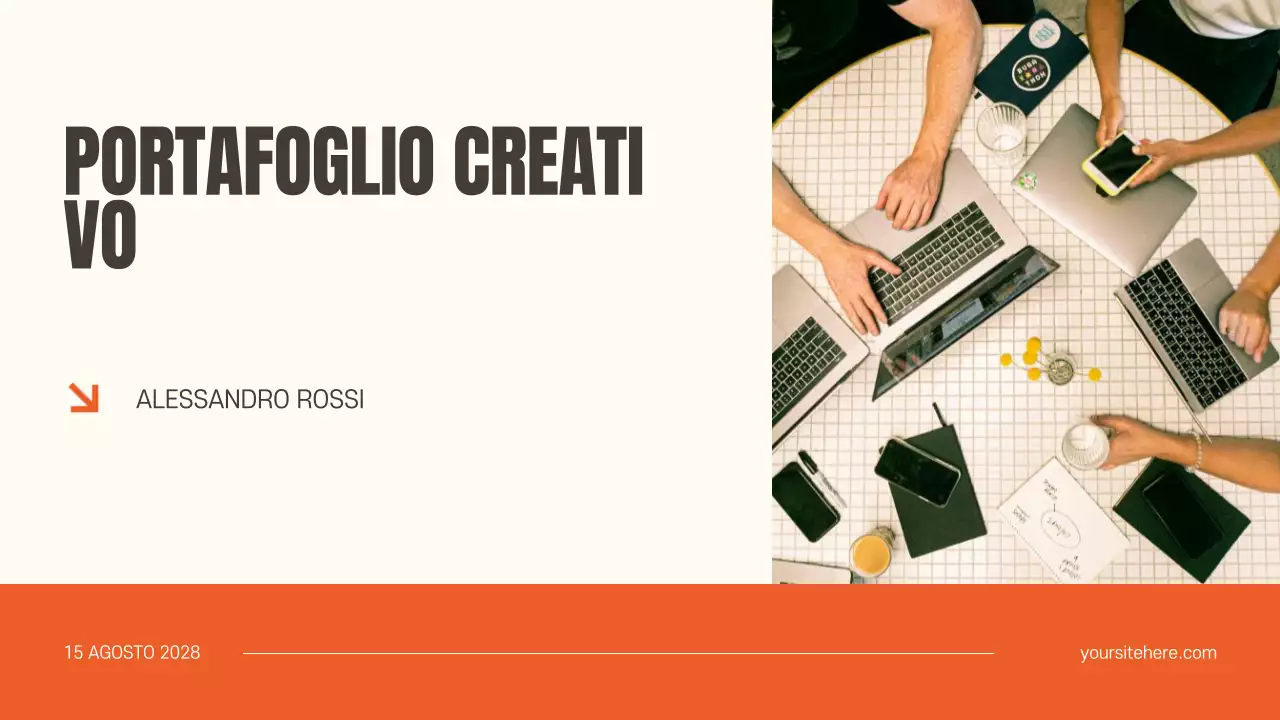 Presentazione del documento del portafoglio moderno arancione