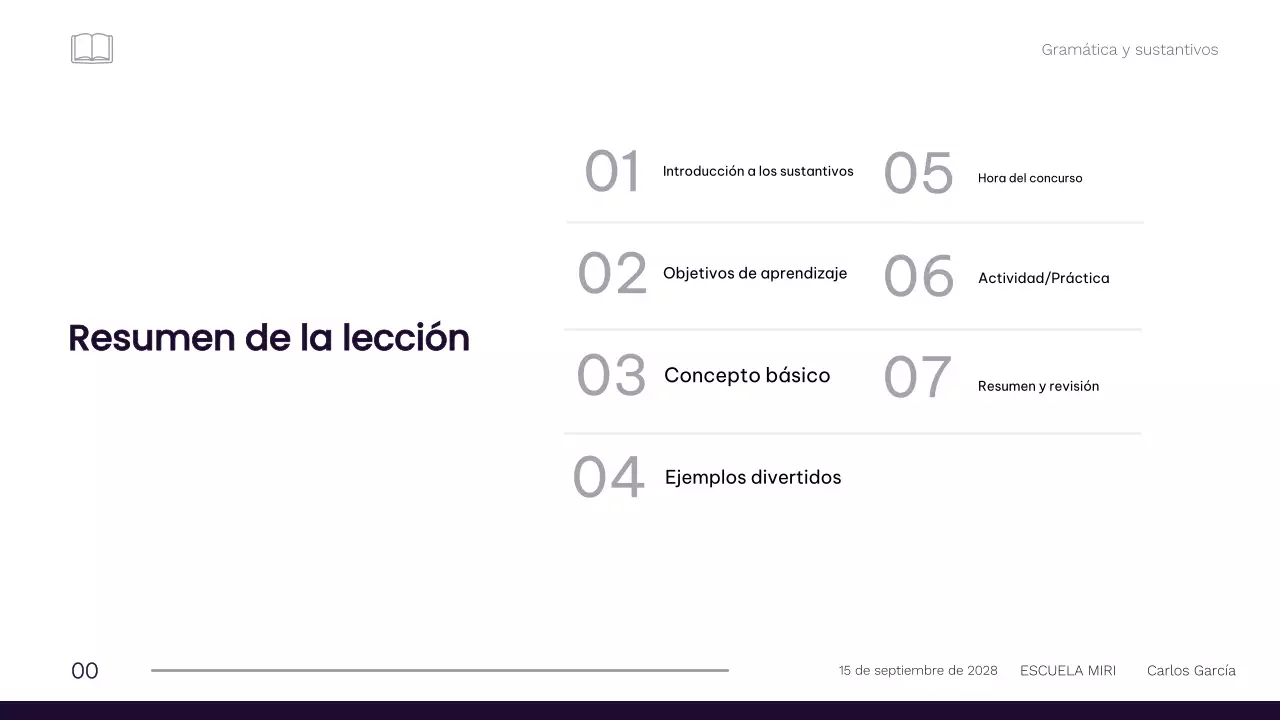 Material profesional minimalista para la clase de gramática de 1º de primaria