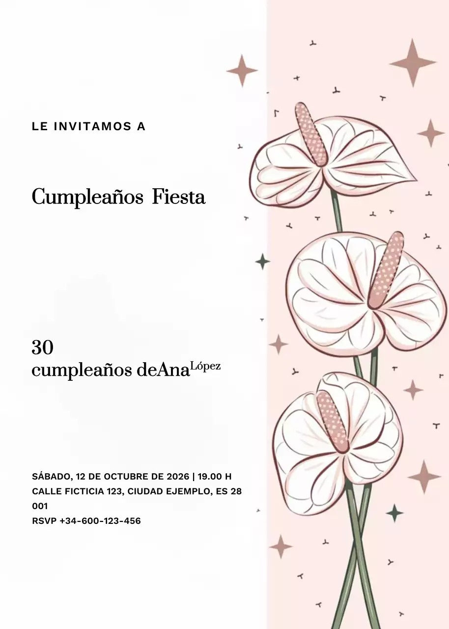 invitación de cumpleaños elegante beige