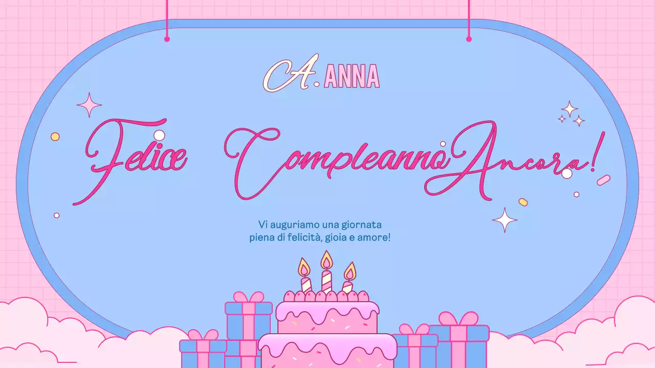 biglietto di compleanno rosa di tendenza