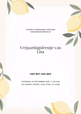 Gele elegante verjaardagsuitnodiging