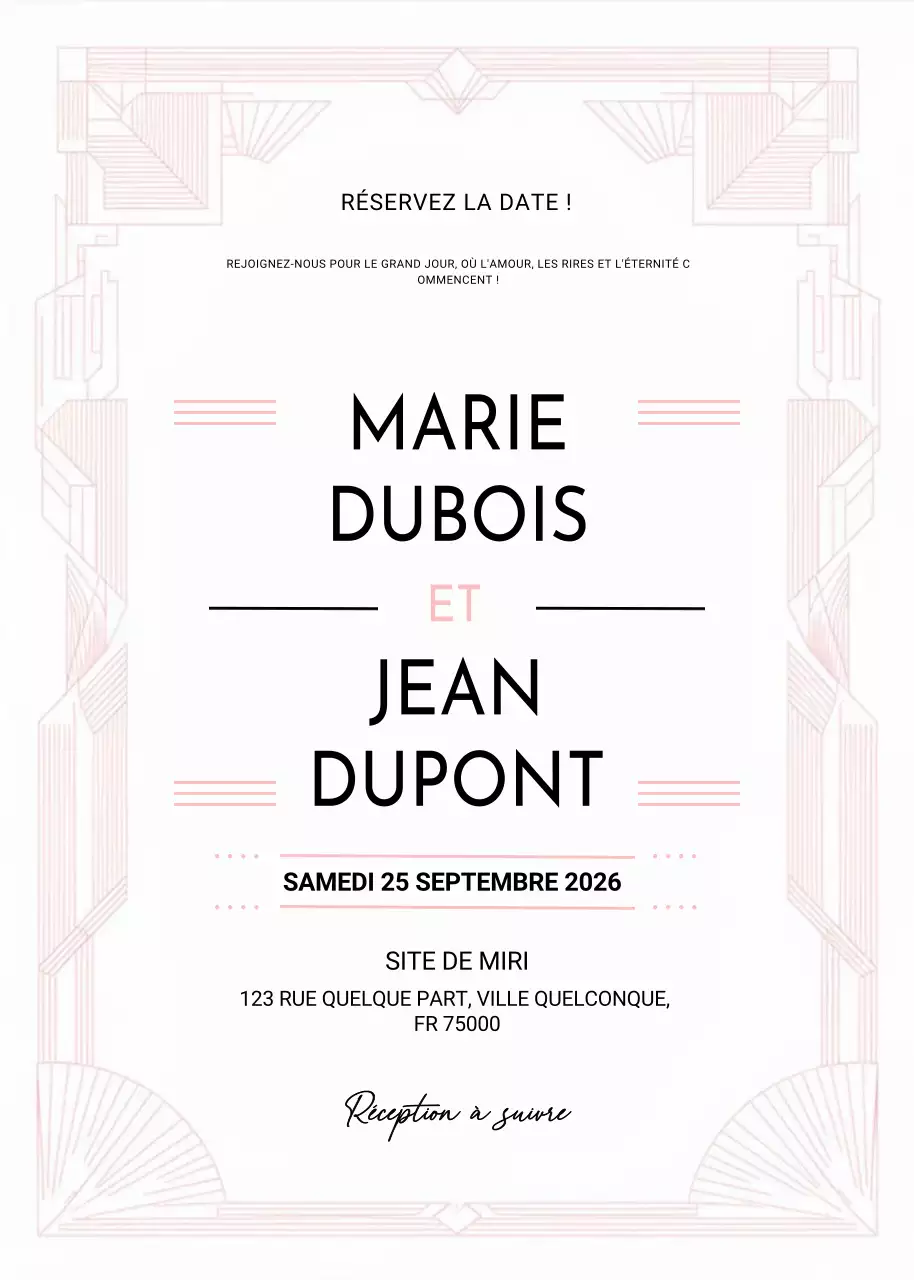 Invitation de mariage géométrique blanche