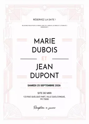 Invitation de mariage géométrique blanche