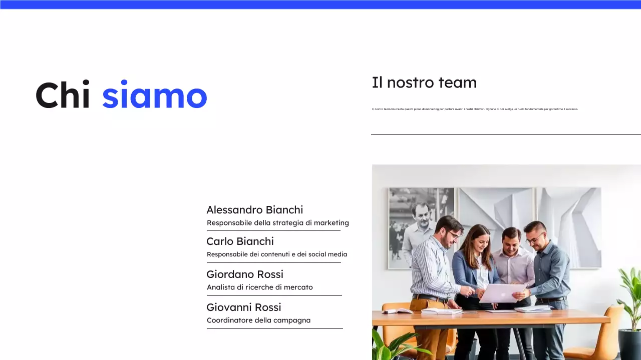 Presentazione del piano di marketing semplice blu