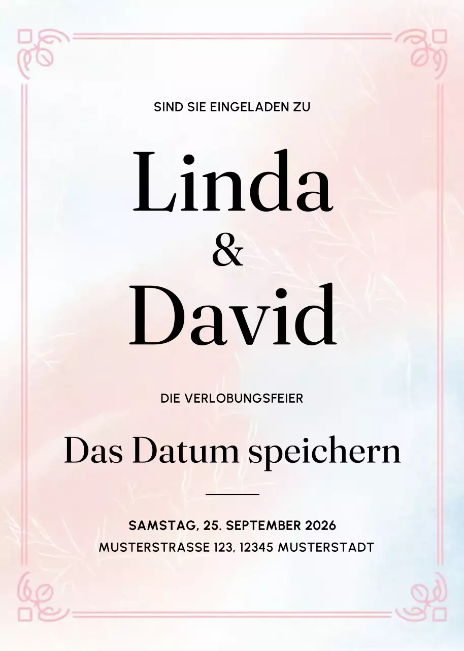 Rosa Elegante Verlobungseinladung