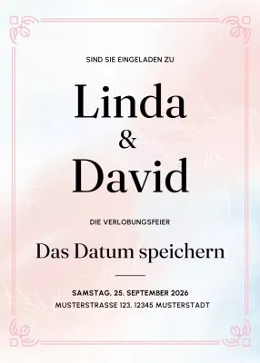 Rosa Elegante Verlobungseinladung