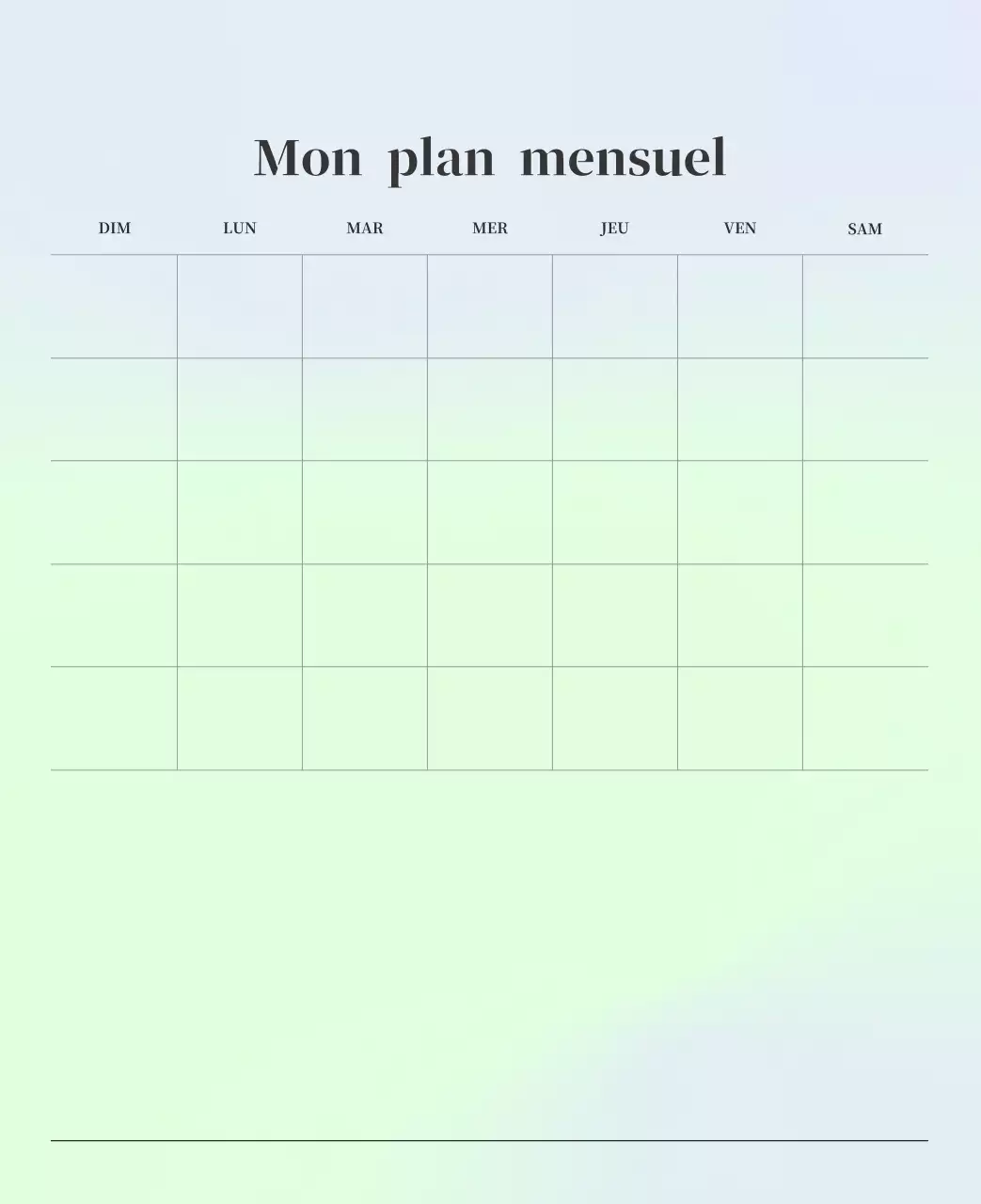 Calendrier minimaliste dégradé