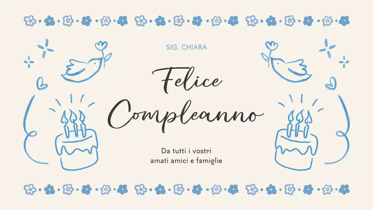 evento di compleanno floreale blu