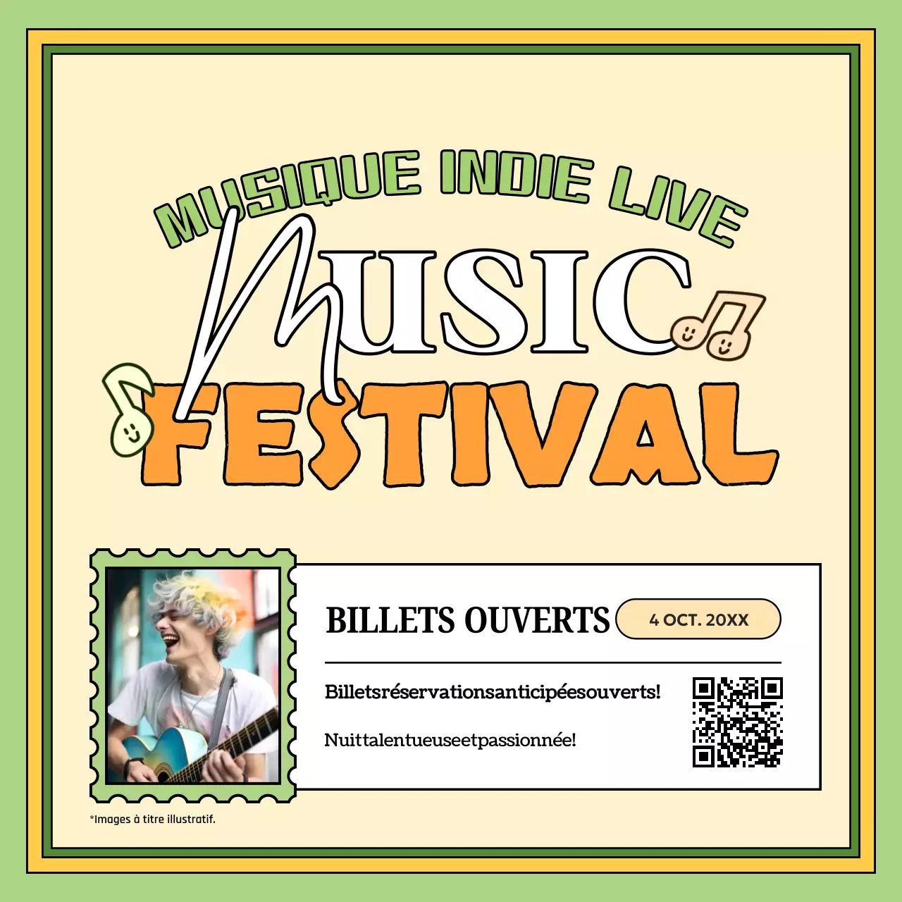 green and orange pop live indie music festival event