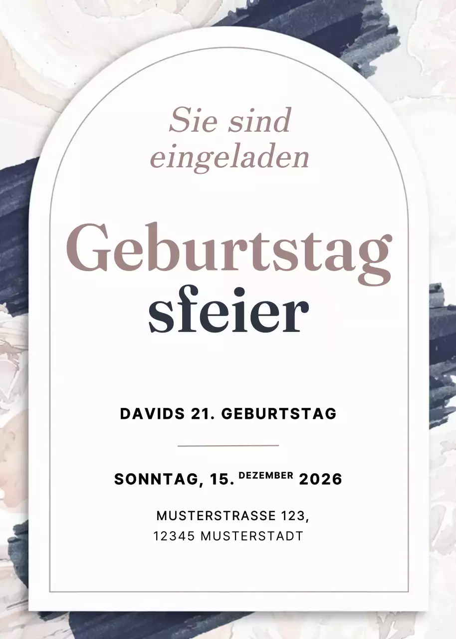 Beige Elegante Geburtstagseinladung