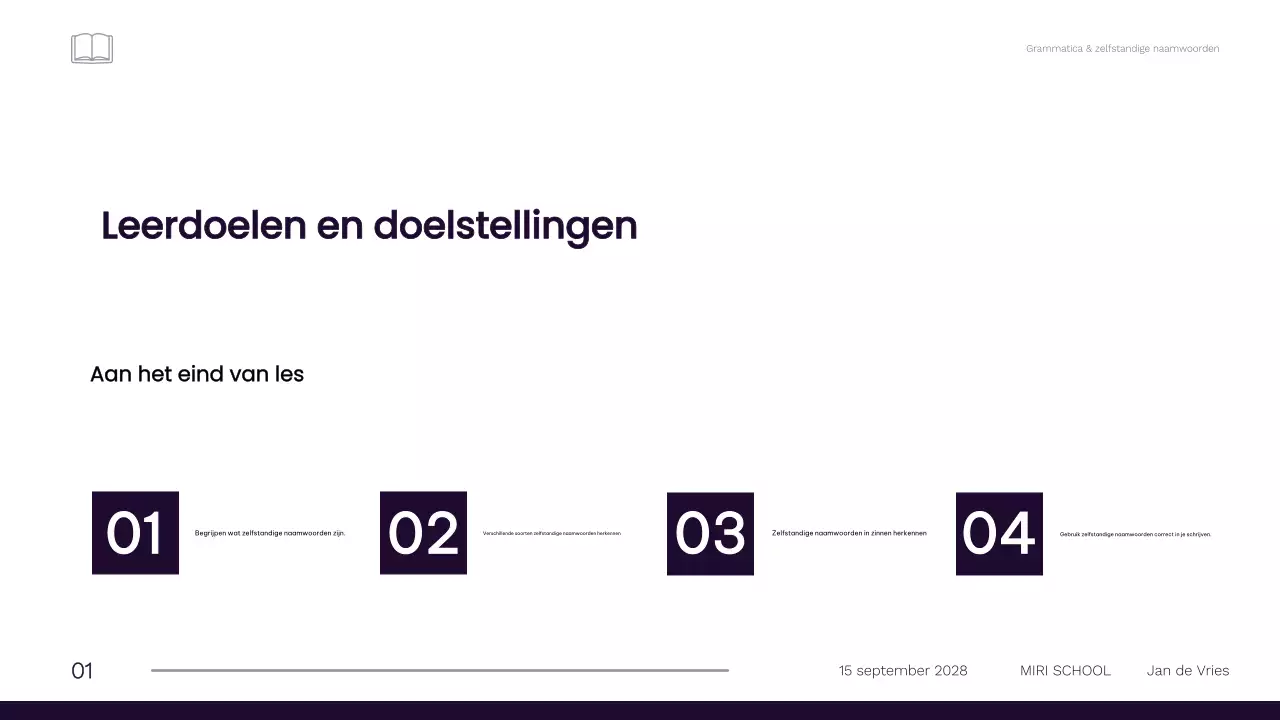 Professioneel minimalistisch 1e graad grammatica lesmateriaal