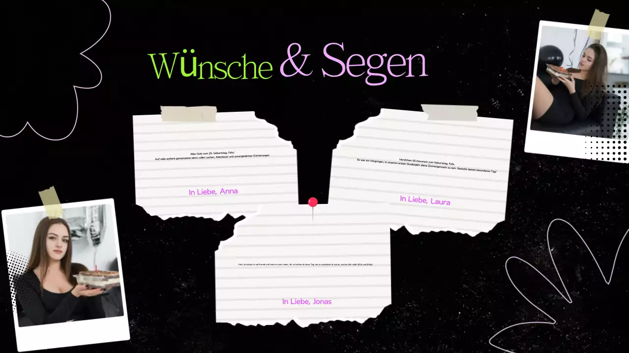 Schwarz und Grün Papier Collage Geburtstag Präsentation